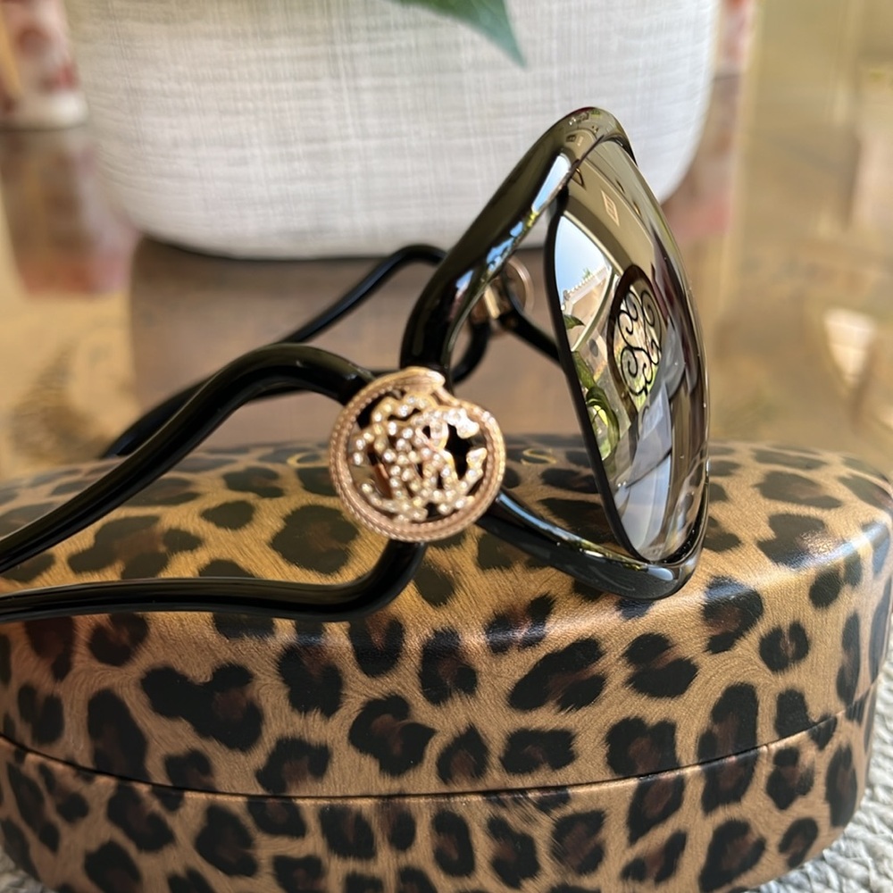 Roberto Cavalli Black Sunglasses with Gold Accents and crystals, NWOT